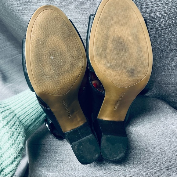 Franco Sarto Black Leather Block Heels Size 9 - Picture 3 of 7